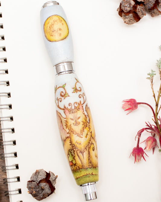 Royal Fae Cat Fountain Pen, Fairytale Fountain Pen, Handmade Wood Fountain Pen