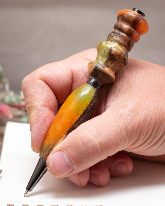 Epoxy Resin and Wood Pen or Mechanical Pencil, Ergonomic Grip for More Comfortable Writing, Fancy Handmade Pen, Arthritis Pencil