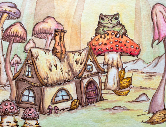 Toad and Cottage Greeting Card