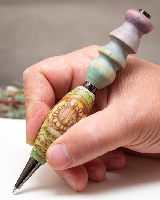 Hobbit House with Lilac Door Ballpoint Pen or Mechanical Pencil, Ergonomic Grip for More Comfortable Writing, Fairytale Pen, Handmade Pen, Arthritis Pencil