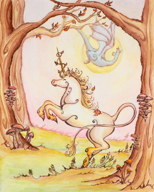 Dancing Unicorn and Dragon Giclee Fine Art Print