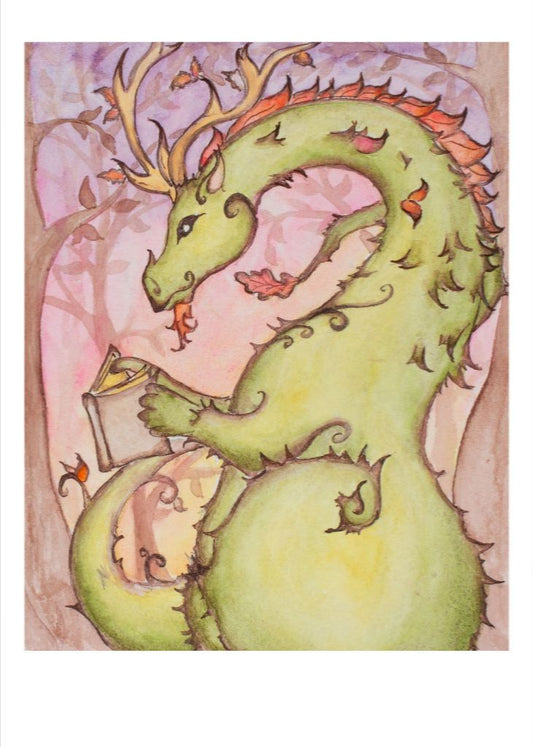 Reading Dragon Giclee Fine Art Print