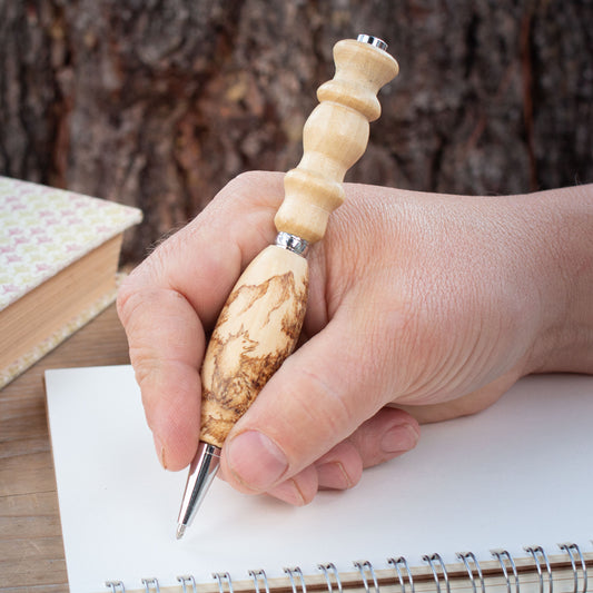 Fox and Cottage Natural Wood Ballpoint Pen or Mechanical Pencil, Ergonomic Grip for More Comfortable Writing, Fairytale Pen, Handmade Pen, Arthritis Pencil