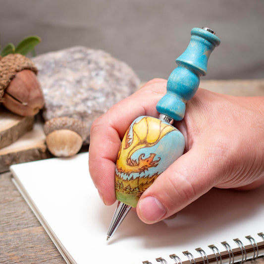 Dragon and Castle Ballpoint Pen or Mechanical Pencil, Ergonomic Grip for More Comfortable Writing, Fairytale Pen, Handmade Pen, Arthritis Pencil